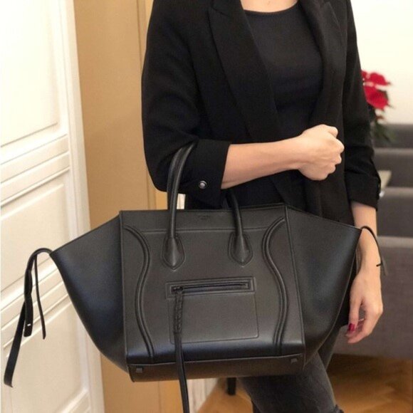 Celine Black Baby Grained Calfskin Medium Phantom Luggage Tote Bag - Pristine Co - Picture 2 of 16